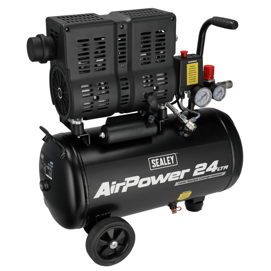 SAC2400S 24L Low Noise Oil Free Direct Drive Air Compressor 1hp