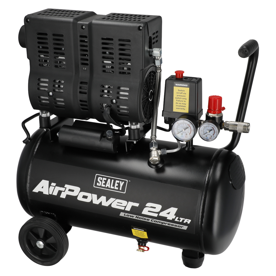 SAC2400S 24L Low Noise Oil Free Direct Drive Air Compressor 1hp