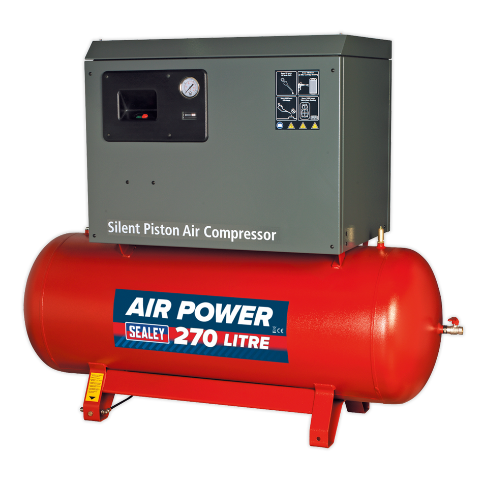 SAC42755BLN 270L Low Noise Belt Drive Air Compressor with Cast Cylinders 5.5hp 2-Stage