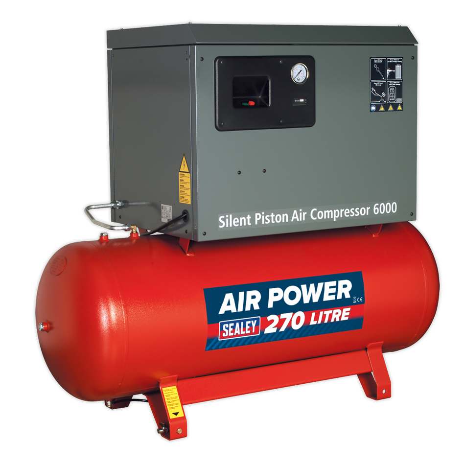 SAC42755BLN 270L Low Noise Belt Drive Air Compressor with Cast Cylinders 5.5hp 2-Stage