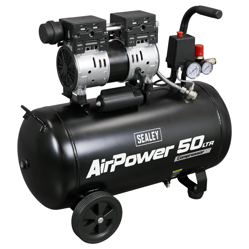 SAC5000S 50L Low Noise Oil Free Direct Drive Air Compressor 1hp
