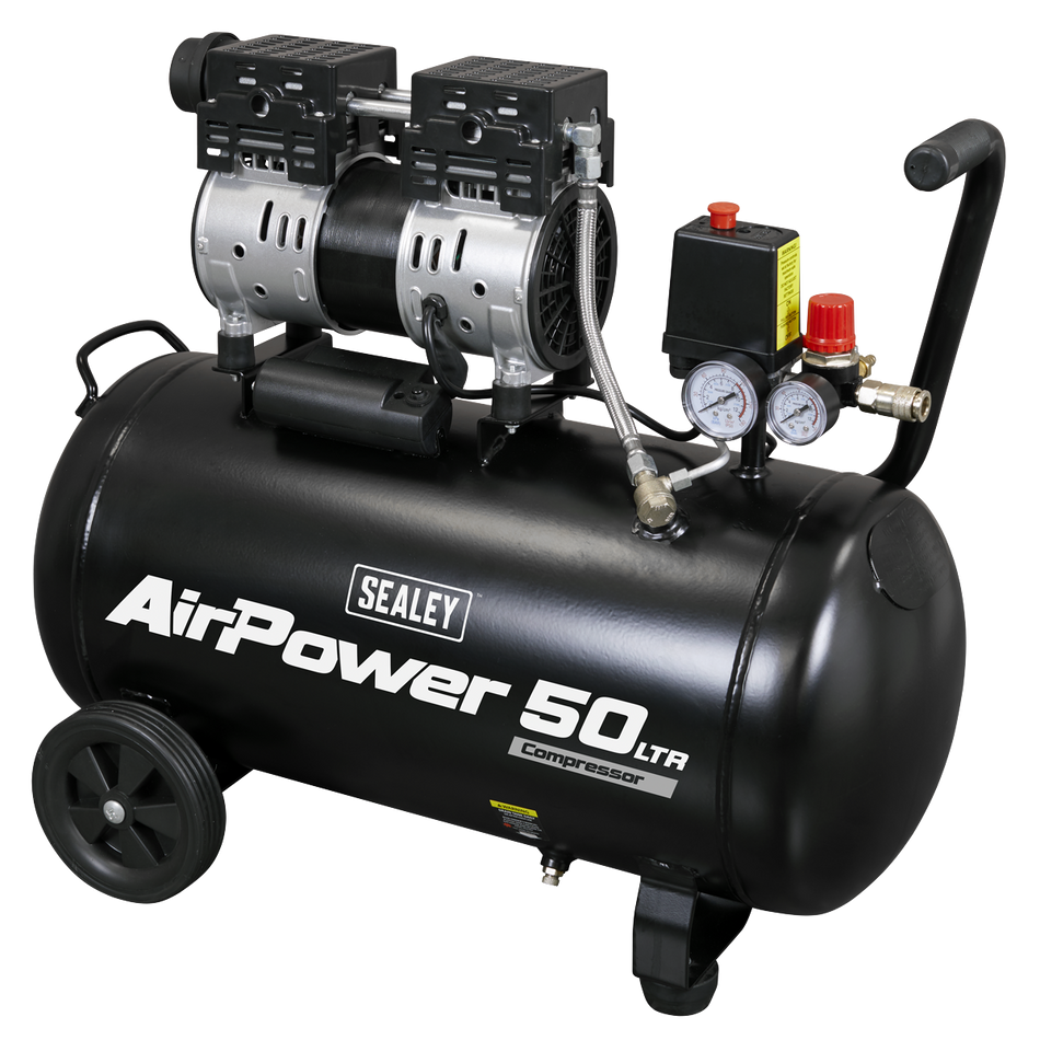 SAC5000S 50L Low Noise Oil Free Direct Drive Air Compressor 1hp