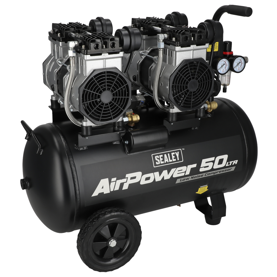 SAC5001S 50L Low Noise Oil Free Direct Drive Air Compressor 2 x 2hp