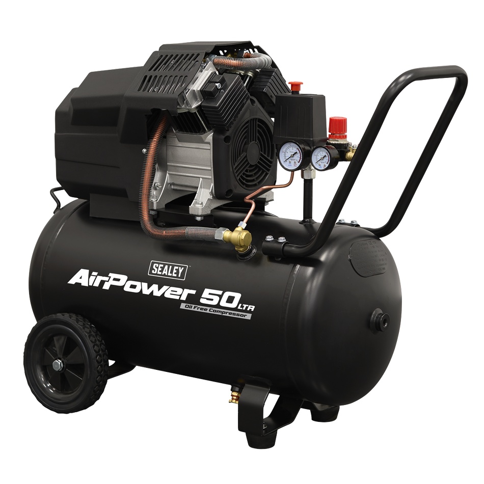 SAC5002 Air Compressor 50L V-Twin Oil Free Direct Drive 3hp