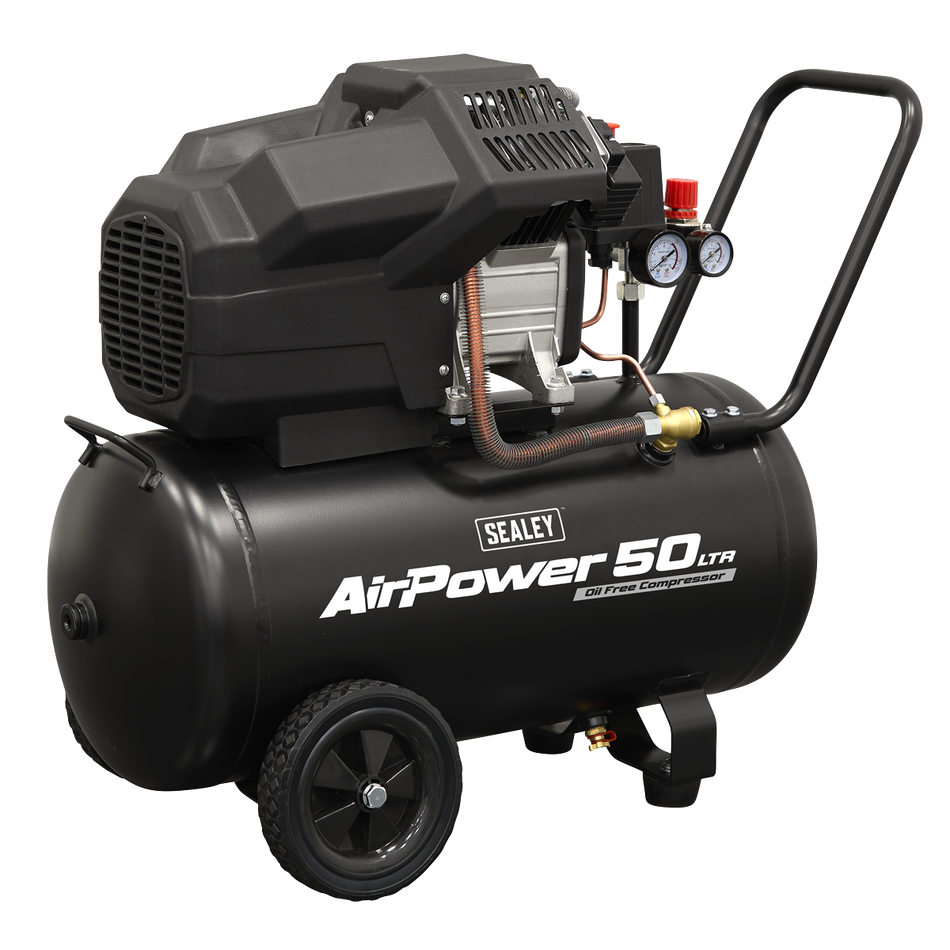 SAC5002 Air Compressor 50L V-Twin Oil Free Direct Drive 3hp