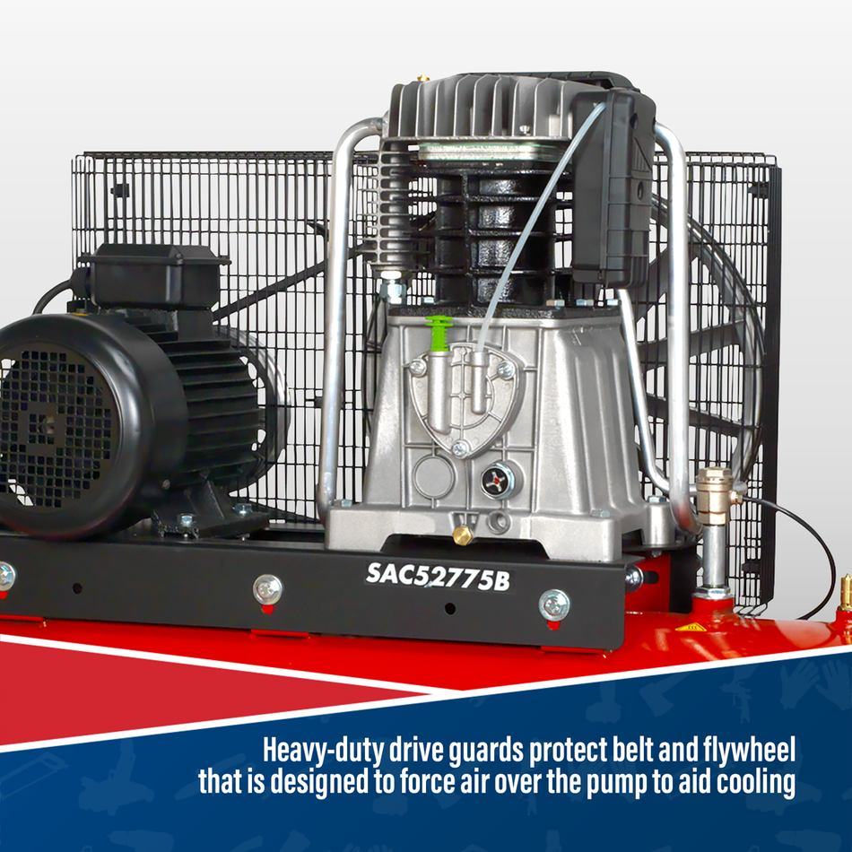 SAC52775B 270L Belt Drive Air Compressor with Cast Cylinders 7.5hp 2-Stage