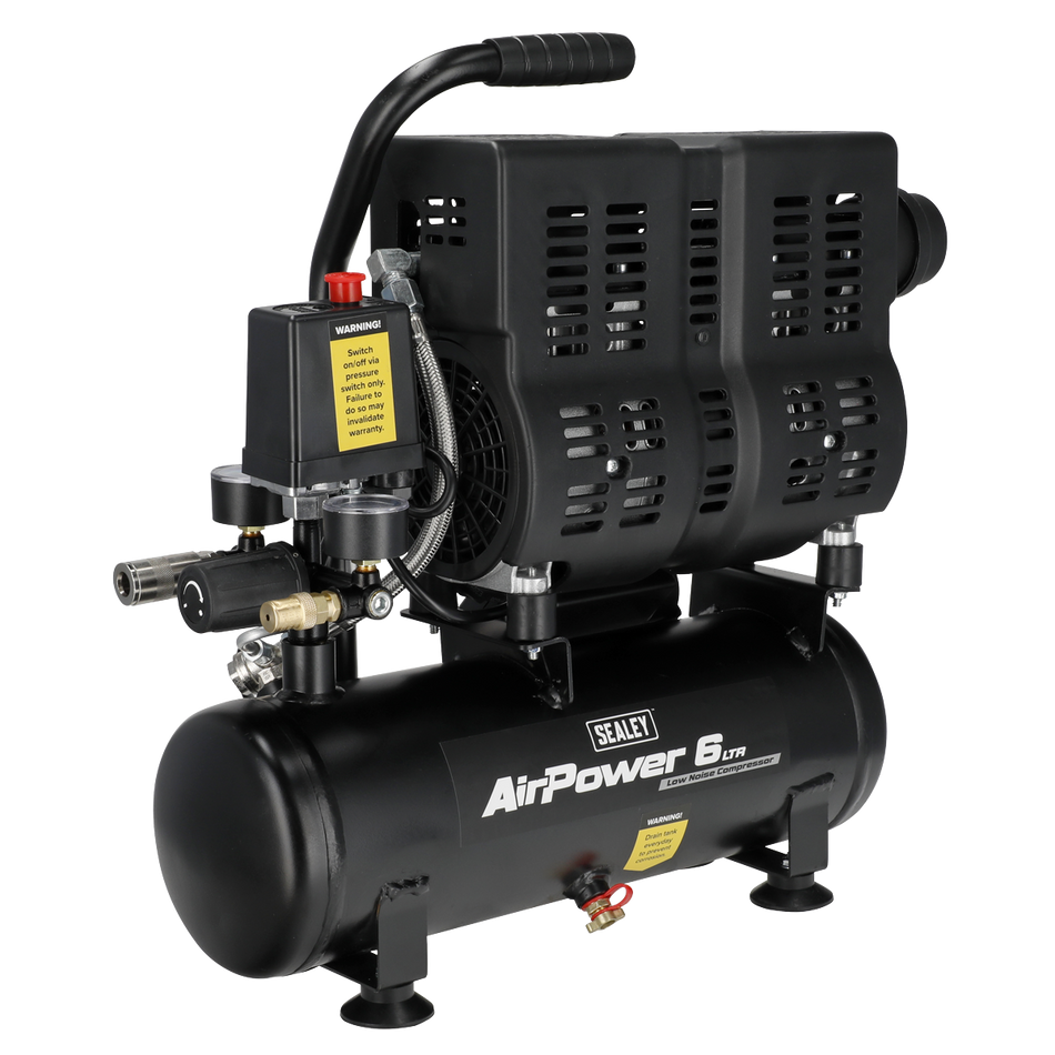 SAC6000S 6L Oil Free Low Noise Direct Drive Air Compressor 1hp