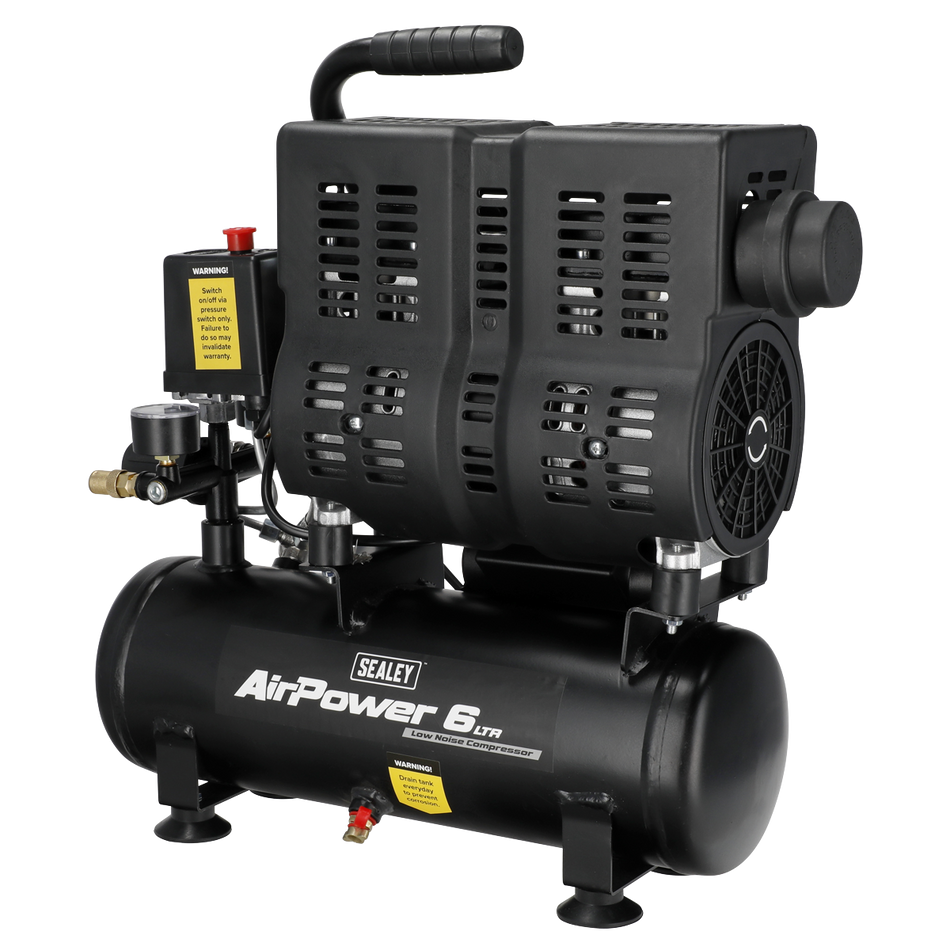 SAC6000S 6L Oil Free Low Noise Direct Drive Air Compressor 1hp