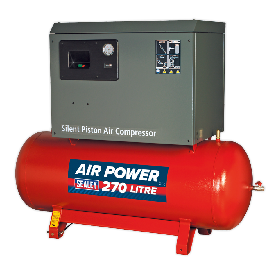 SAC72775BLN 270L Low Noise Belt Drive Air Compressor with Cast Cylinders 7.5hp 2-Stage