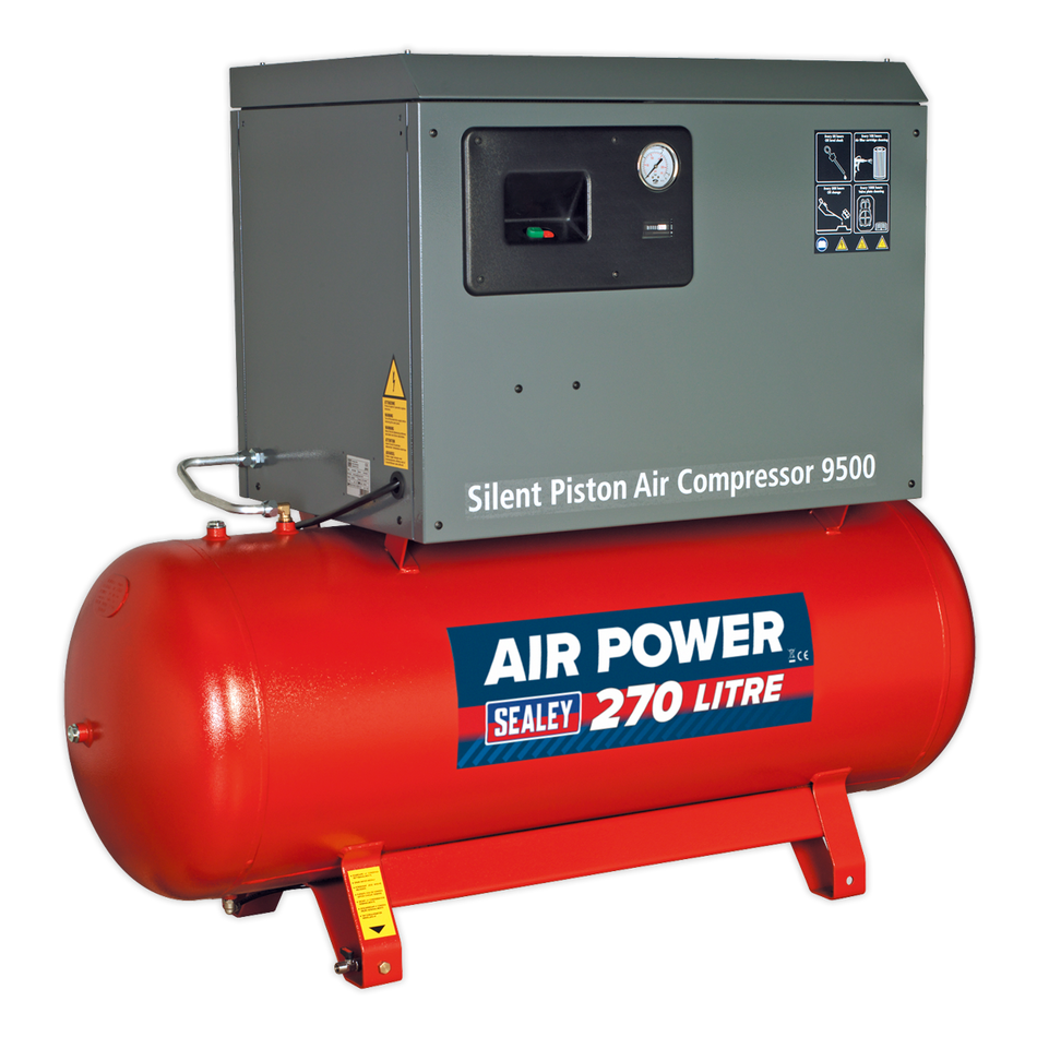 SAC72775BLN 270L Low Noise Belt Drive Air Compressor with Cast Cylinders 7.5hp 2-Stage