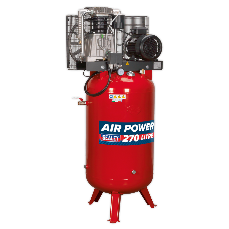 SACV52775B 270L Vertical Belt Drive Air Compressor with Cast Cylinders 7.5hp 2-Stage