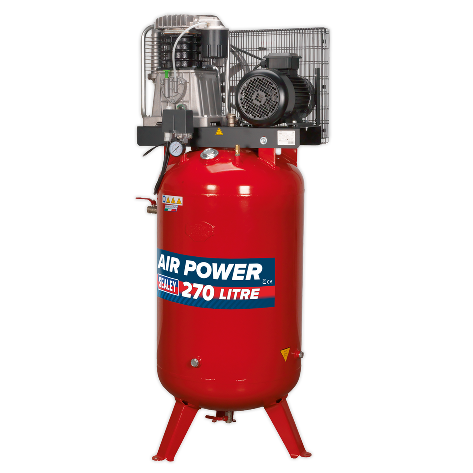 SACV52775B 270L Vertical Belt Drive Air Compressor with Cast Cylinders 7.5hp 2-Stage