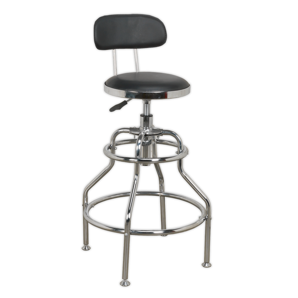 SCR14 Pneumatic Workshop Stool with Adjustable Height Swivel Seat & Back Rest