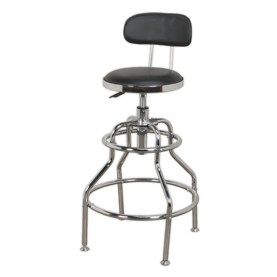 SCR14 Pneumatic Workshop Stool with Adjustable Height Swivel Seat & Back Rest