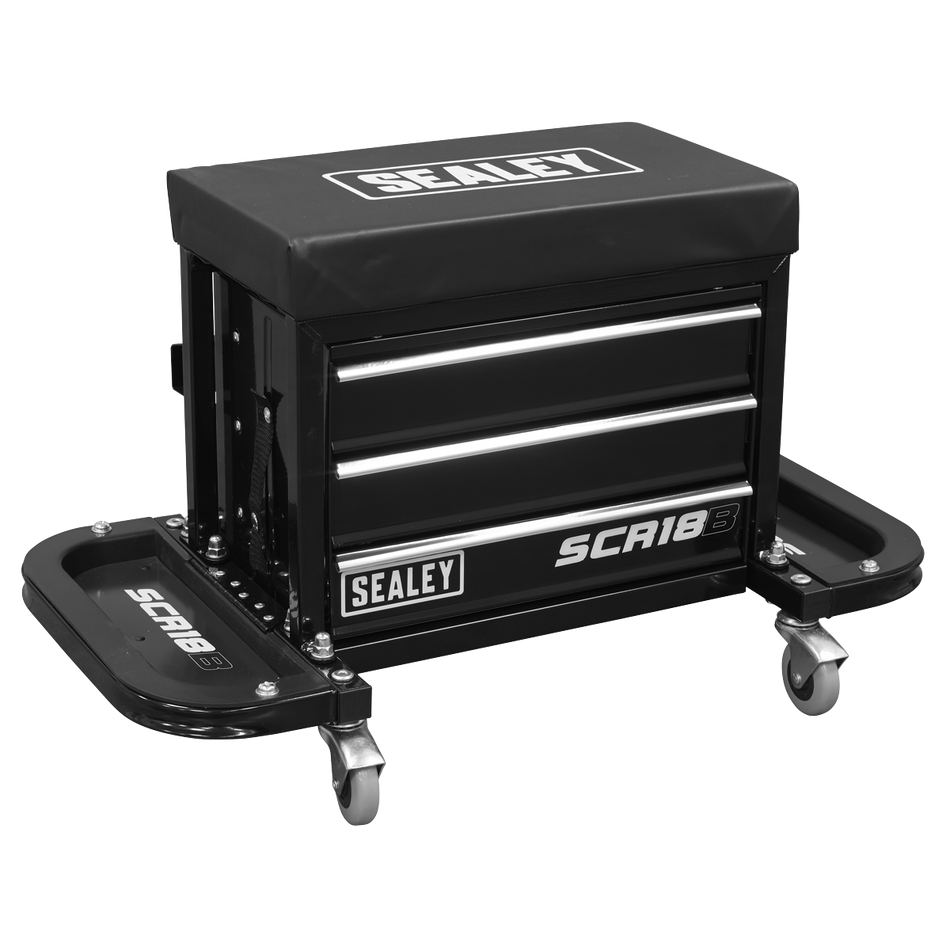 SCR18B Mechanic's Utility Seat & Toolbox - Black