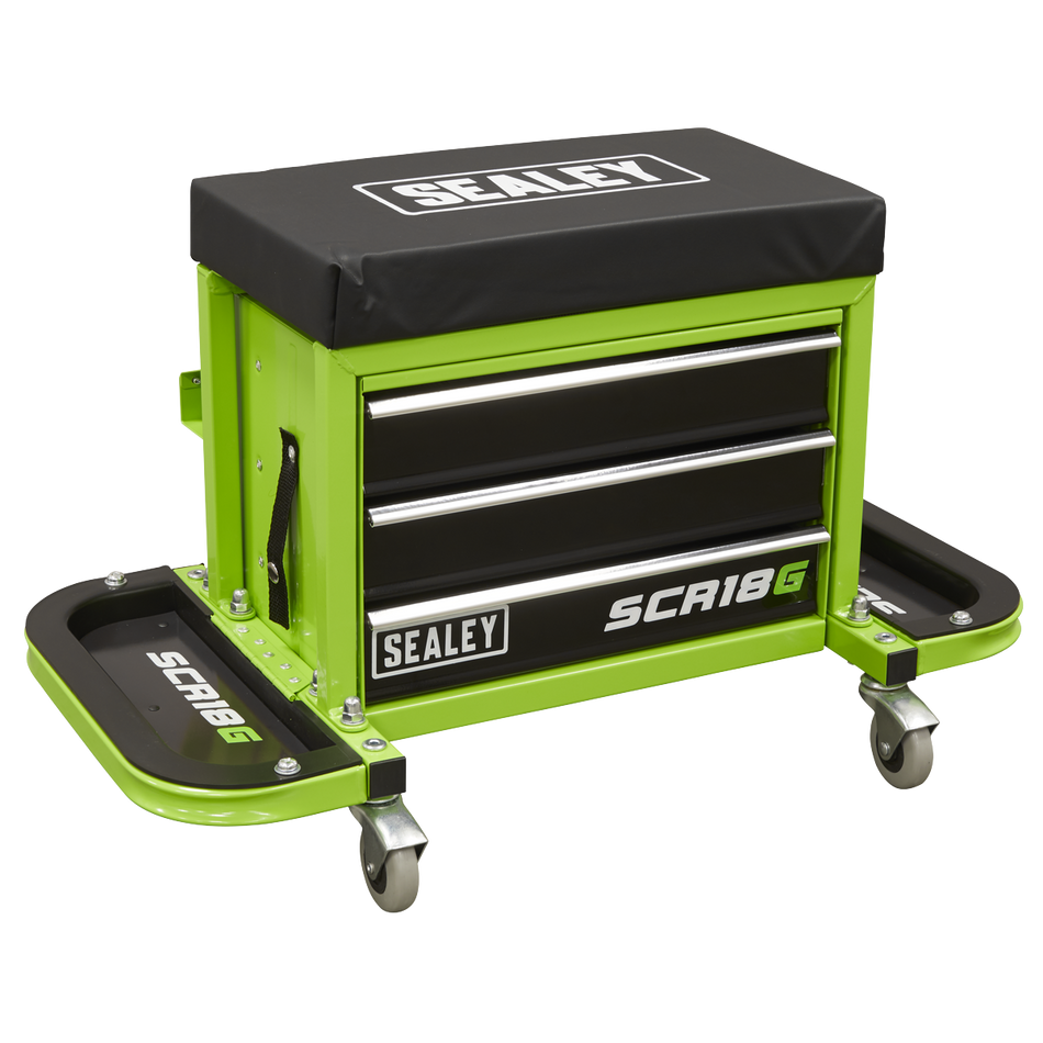 SCR18G Mechanic's Utility Seat & Toolbox - Green