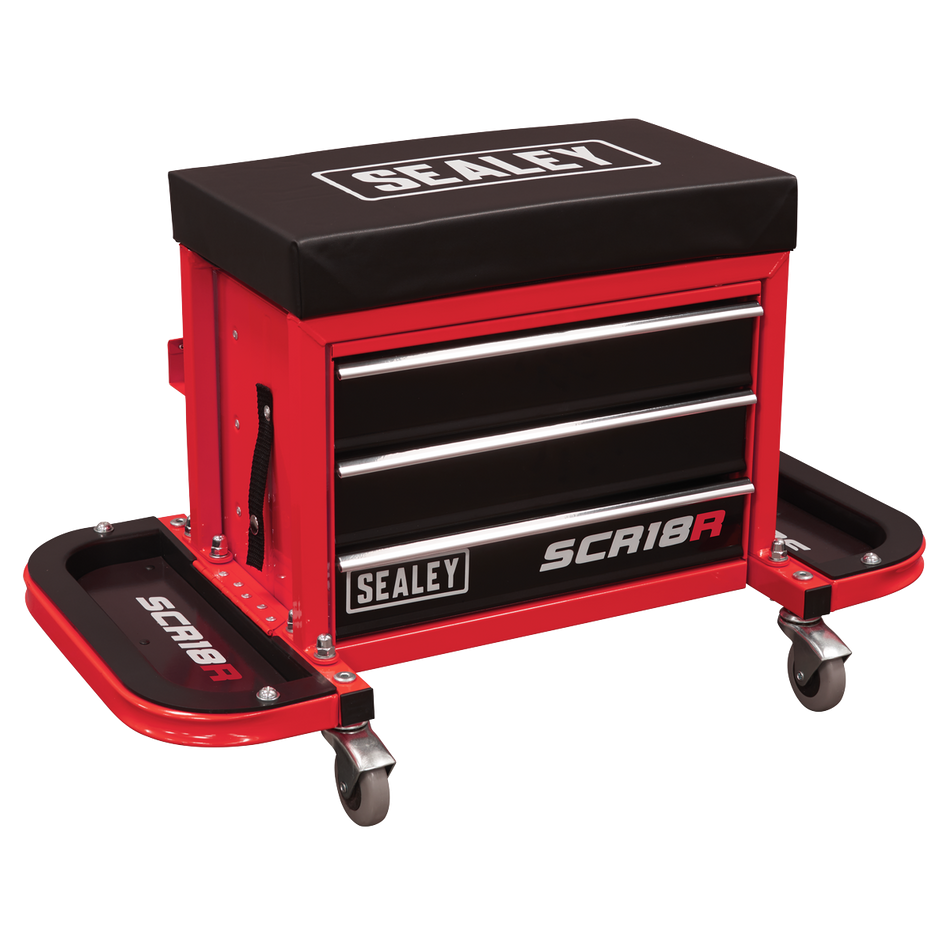 SCR18R Mechanic's Utility Seat & Toolbox - Red