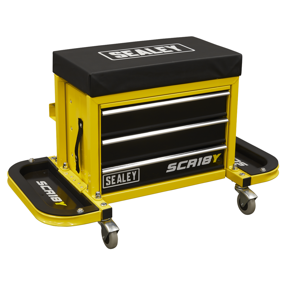 SCR18Y Mechanic's Utility Seat & Toolbox - Yellow