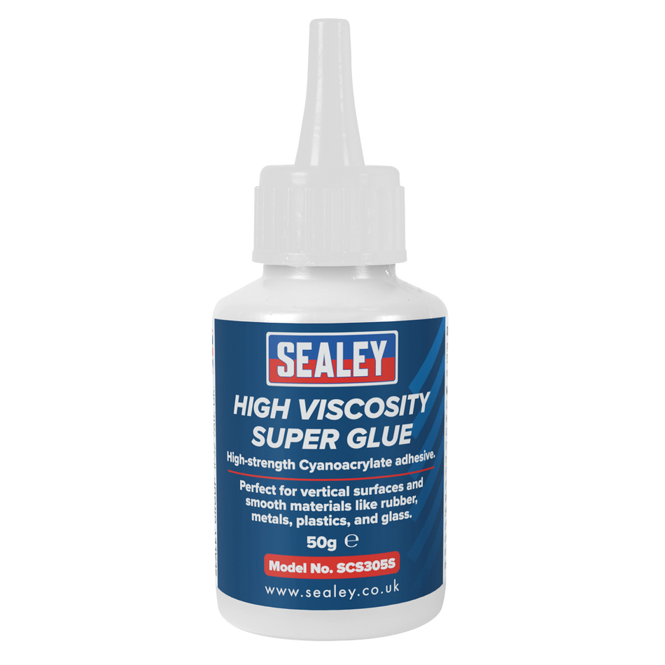 SCS305S High Viscosity Super Glue - Cyanoacrylate Adhesive, Fast-Bonding Formula 50g - Clear
