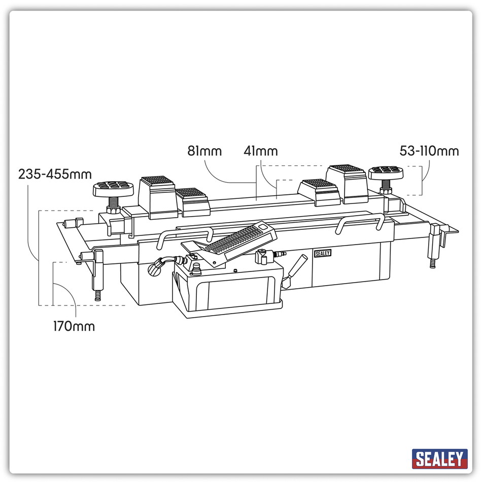 SJBEX300 Jacking Beam 3 Tonne with Arm Extenders & Flat Roller Supports