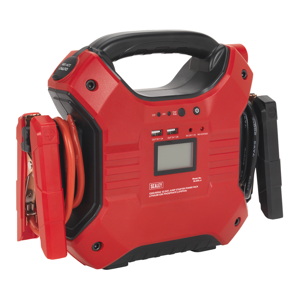 SL32S 12/24V Jump Starter Power Pack Lithium-ion Phosphate (LiFePo4) 1200/600 Peak Amps