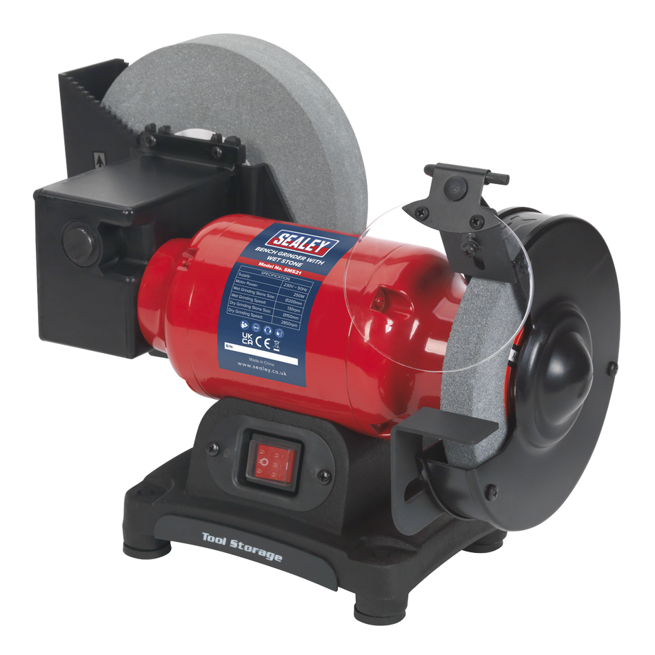 SM521 200/150mm Wet & Dry Bench Grinder 250W/230V