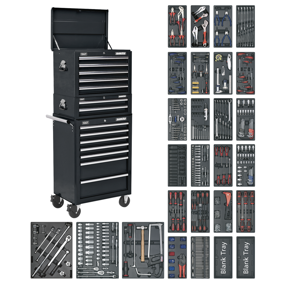 SPTCOMBO2 Superline PRO Tool Chest Combination 14 Drawer with 1179pc Tool Kit - Black