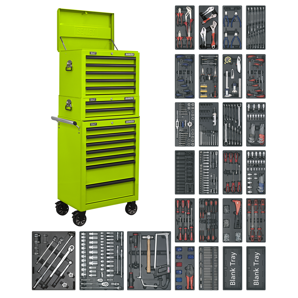 SPTHVCOMBO1 Superline PRO Tool Chest Combination 14 Drawer with 1179pc Tool Kit - Green