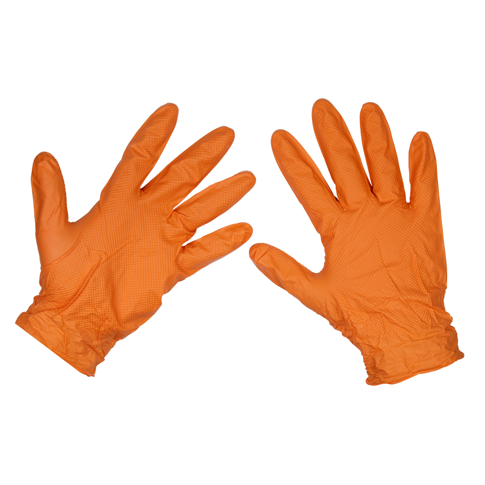 SSP56XL Diamond Grip Extra-Thick Nitrile Powder-Free Gloves Orange X-Large  (Pack 50)