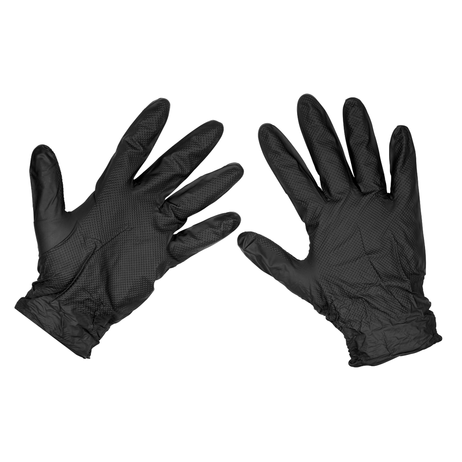 SSP57L Diamond Grip Extra-Thick Nitrile Powder-Free Gloves Black Large (Pack 50)
