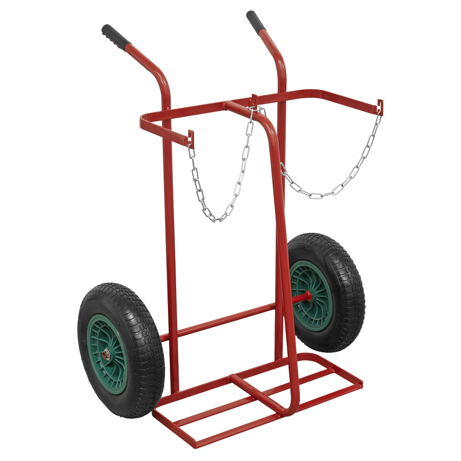 ST28P Double Gas Cylinder Trolley with Pneumatic Tyres