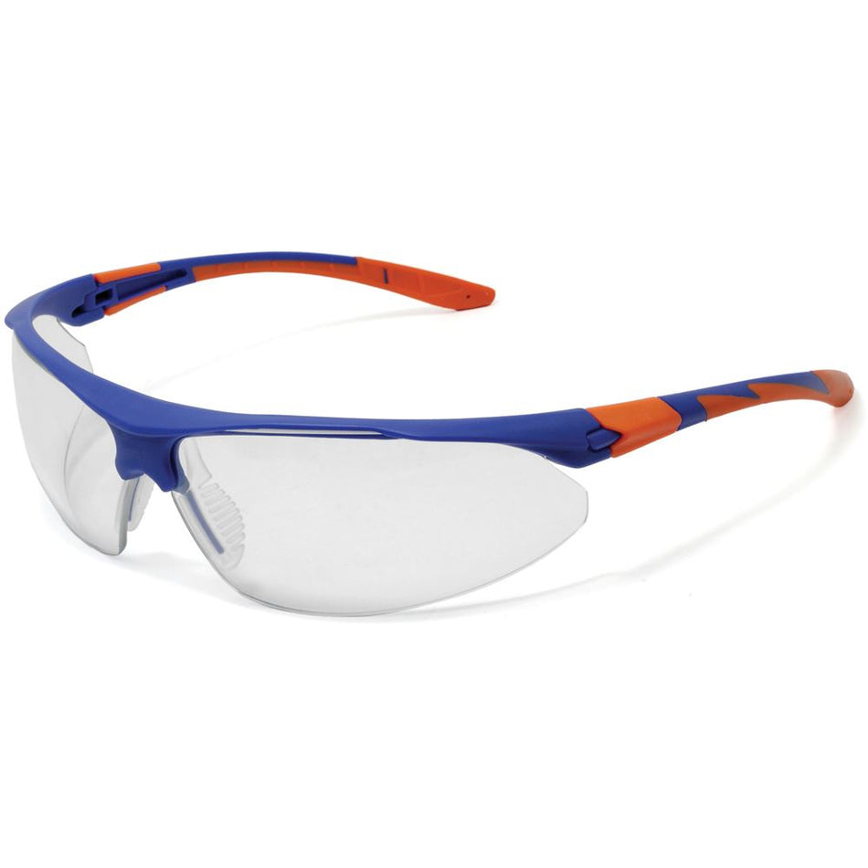 Stealth 9000 Safety Specs  K&N Anti-scratch/Anti-mist Lenses - Blue / Orange Frame