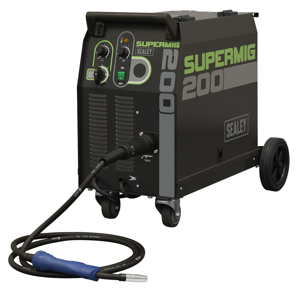 SUPERMIG200 Professional Gas/Gasless MIG Welder with Binzel Euro Torch 200A 230V