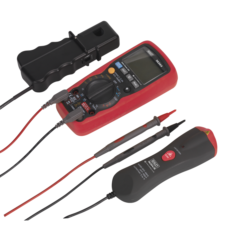 TA304 15-Function Digital Automotive Multimeter with Inductive Coupler/Infrared Temperature Probe