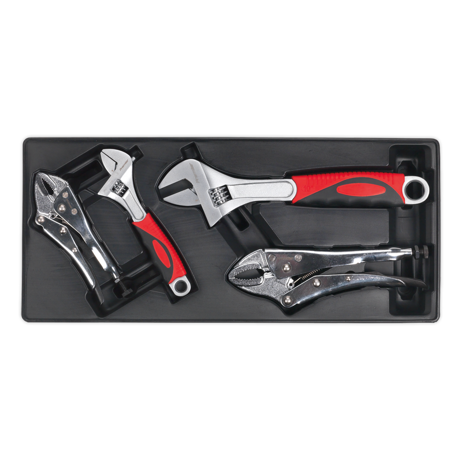TBT04 Premier Locking Pliers & Adjustable Wrench Set with Tool Tray 4pc
