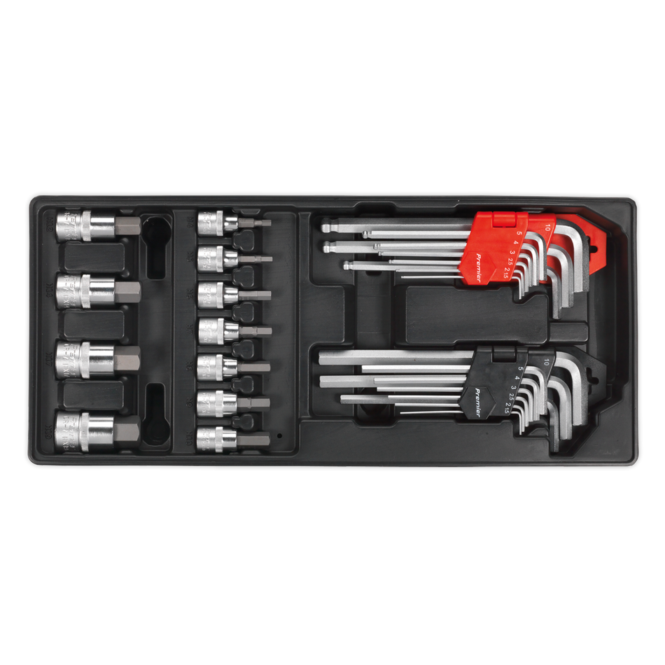 TBT07 Premier Hex/Ball-End Hex Key & Socket Bit Set with Tool Tray 29pc