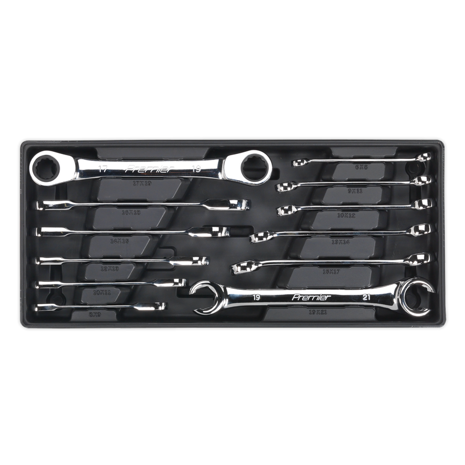 TBT13 Premier Flare Nut & Ratchet Ring Spanner Set with Tool Tray 12pc
