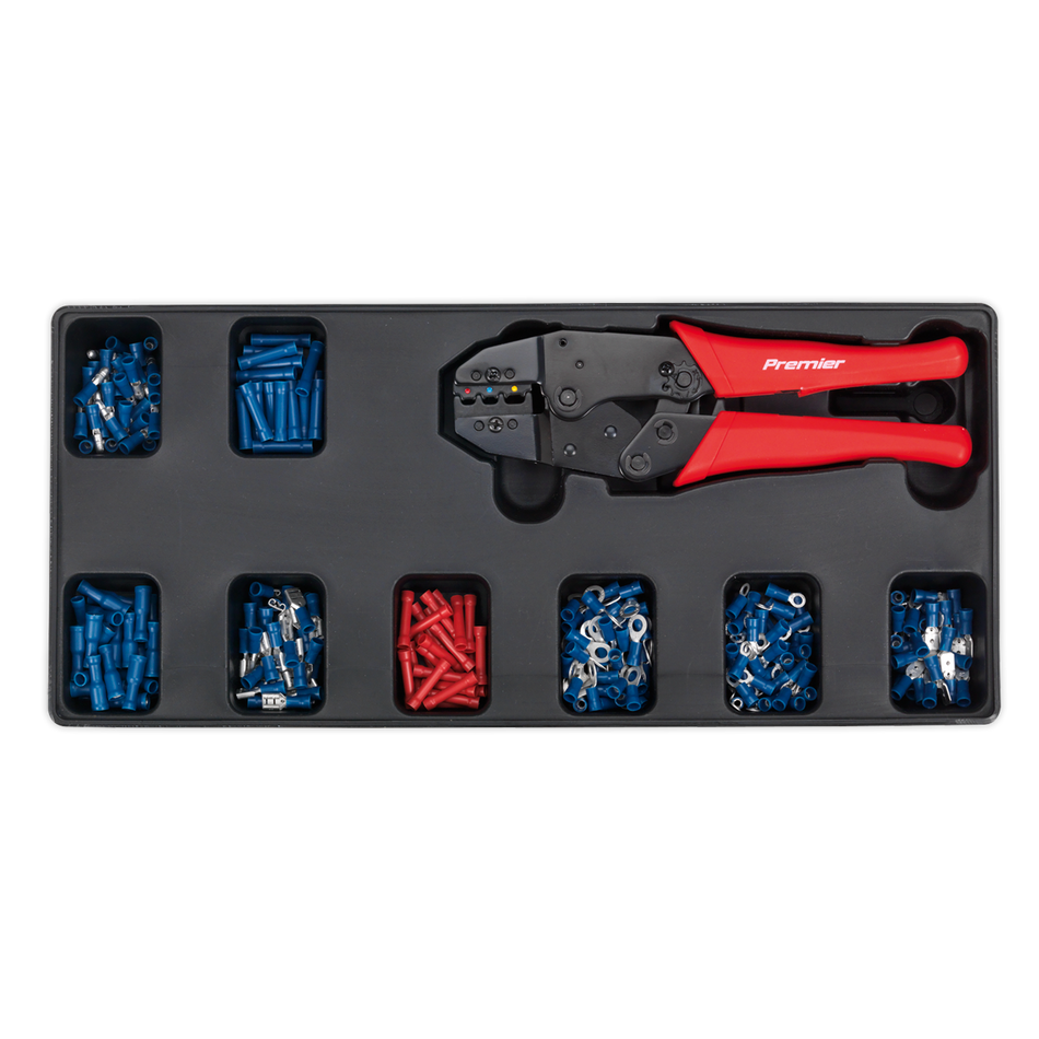 TBT16 Premier Ratchet Crimper & Assorted Insulated Terminal Set with Tool Tray 325pc