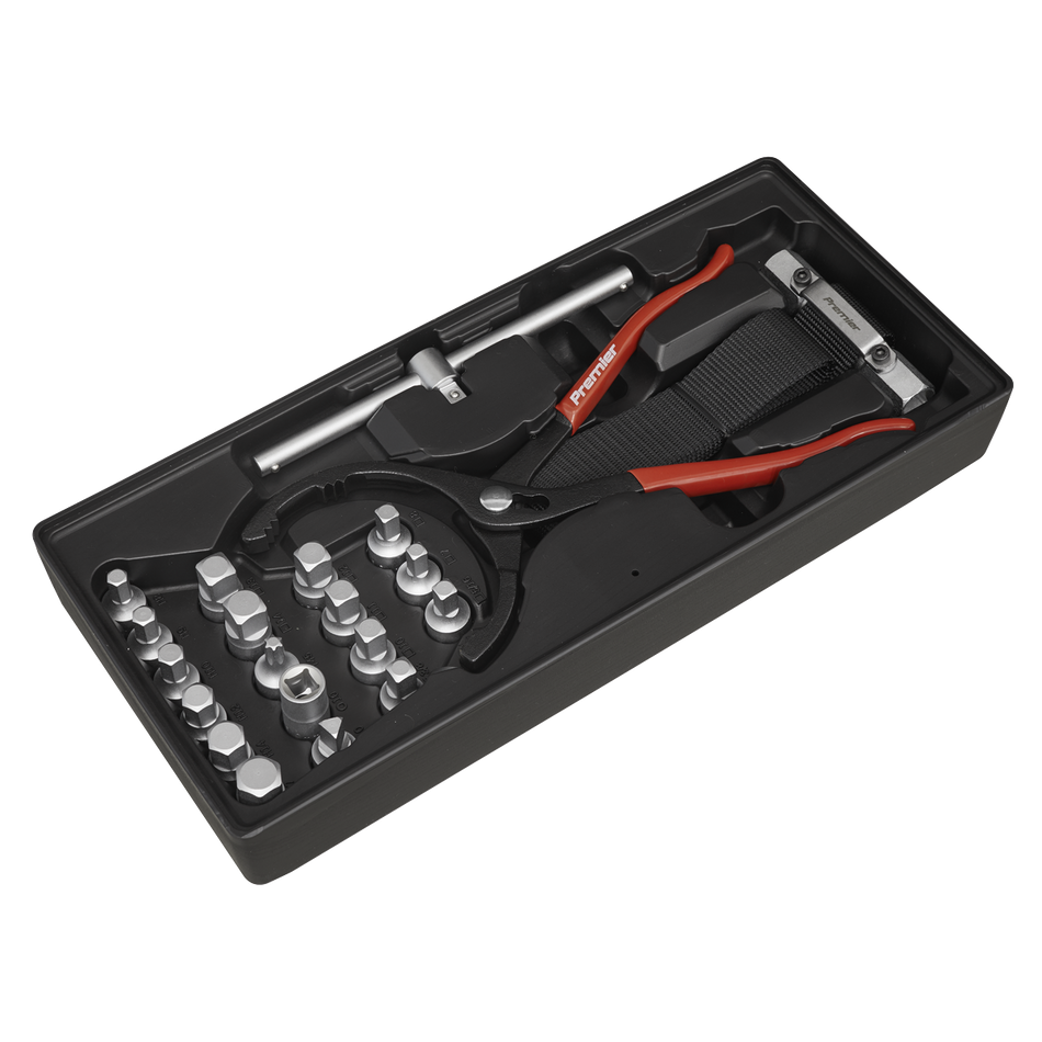 TBT28 Premier Oil Filter Wrench Pliers & Drain Key Set with Tool Tray 21pc