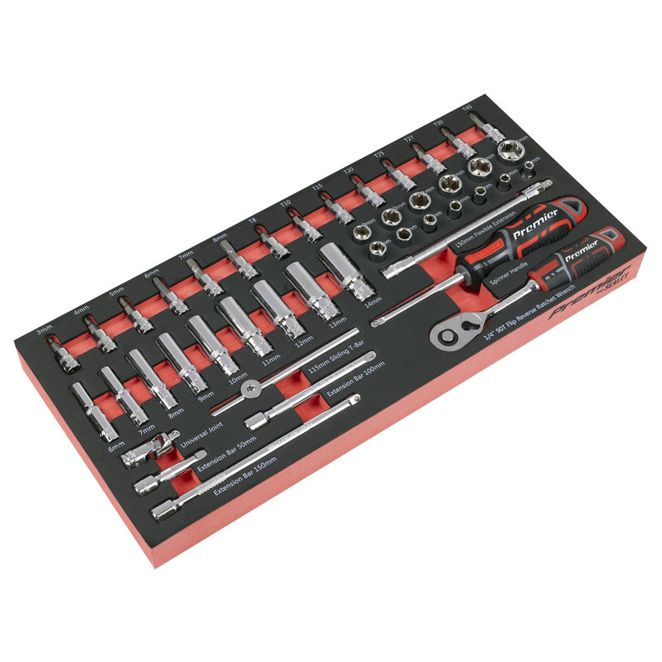 TBT40 Socket Set with Tool Tray 1/4"Sq Drive 44pc