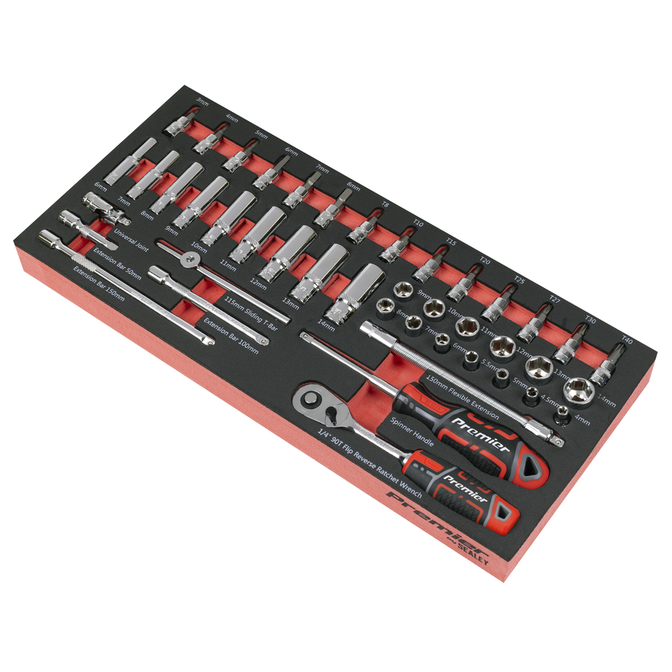 TBT40 Socket Set with Tool Tray 1/4"Sq Drive 44pc