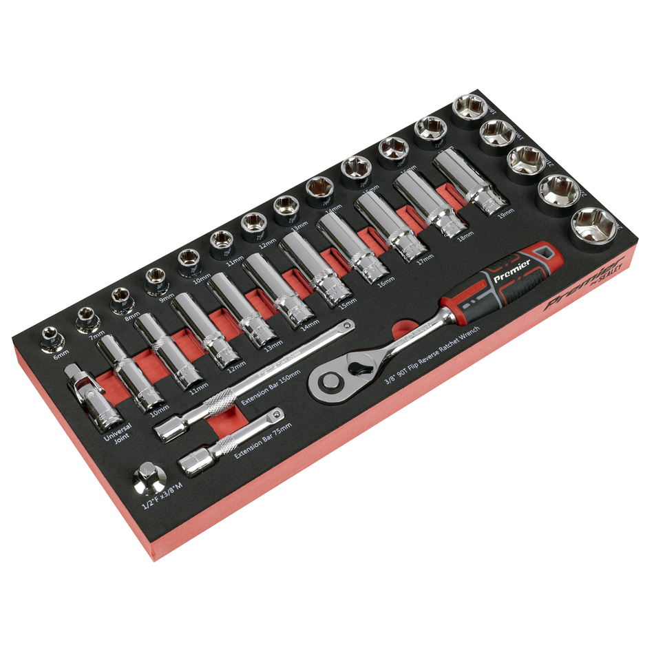 TBT41 Socket Set with Tool Tray 3/8"Sq Drive 32pc