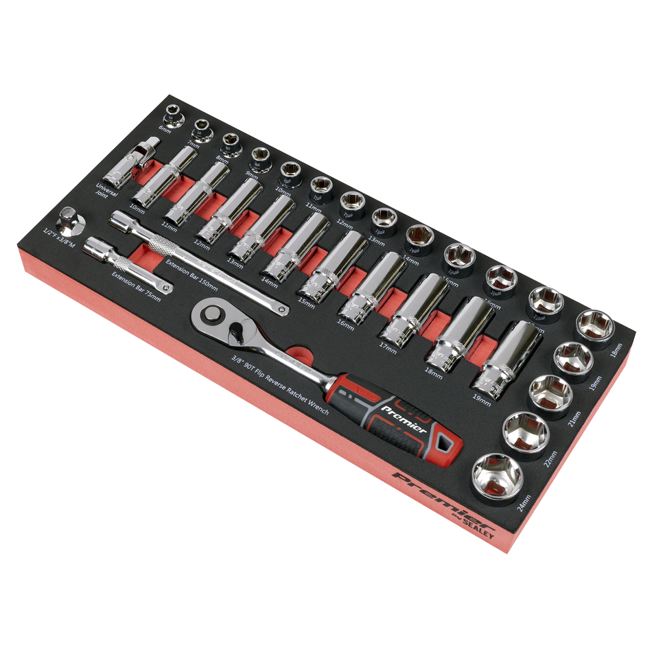 TBT41 Socket Set with Tool Tray 3/8"Sq Drive 32pc