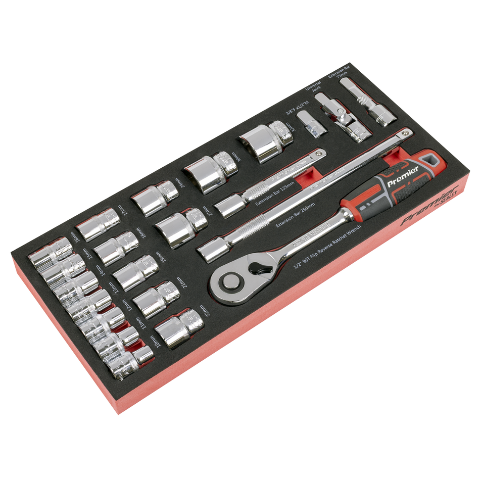 TBT42 Socket Set with Tool Tray 1/2"Sq Drive 22pc