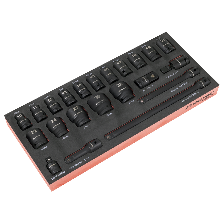 TBT46 Impact Socket Set with Tool Tray 1/2"Sq Drive 22pc