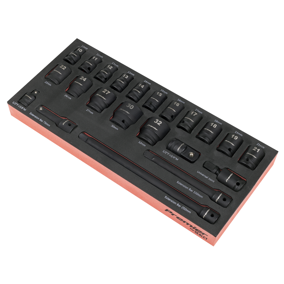 TBT46 Impact Socket Set with Tool Tray 1/2"Sq Drive 22pc