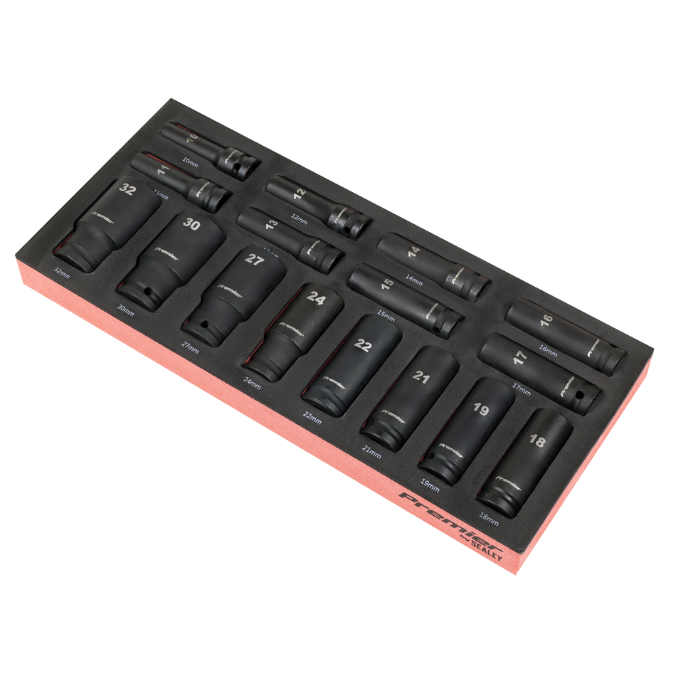 TBT47 Deep Impact Socket Set with Tool Tray 1/2"Sq Drive 16pc