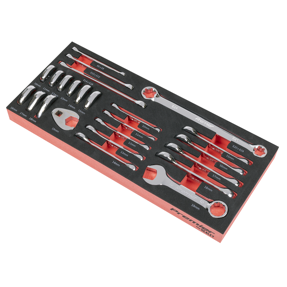 TBT50 Stubby Combination TRX-Star* & Crow's Foot Spanner Set with Tool Tray 24pc