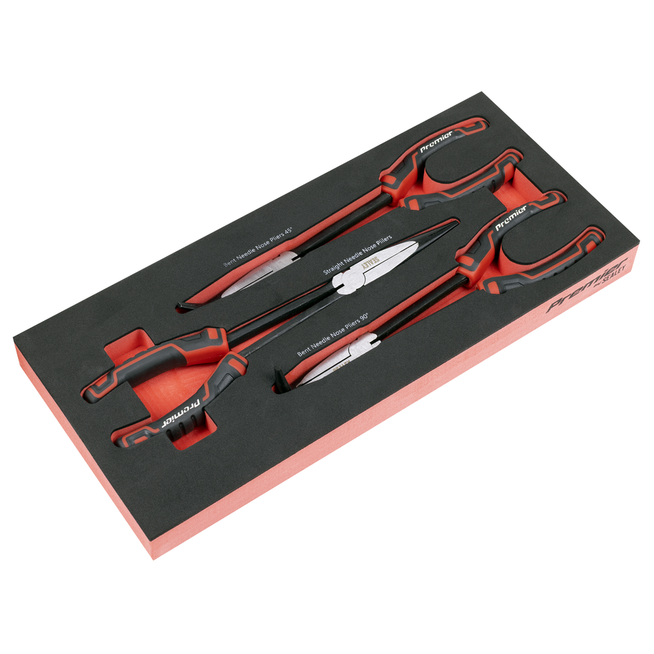 TBT58 Long Needle Nose Pliers Set with Tool Tray 3pc