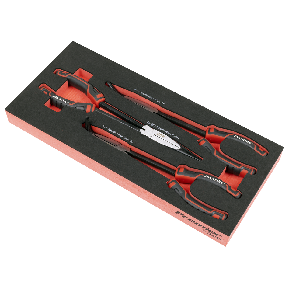 TBT58 Long Needle Nose Pliers Set with Tool Tray 3pc